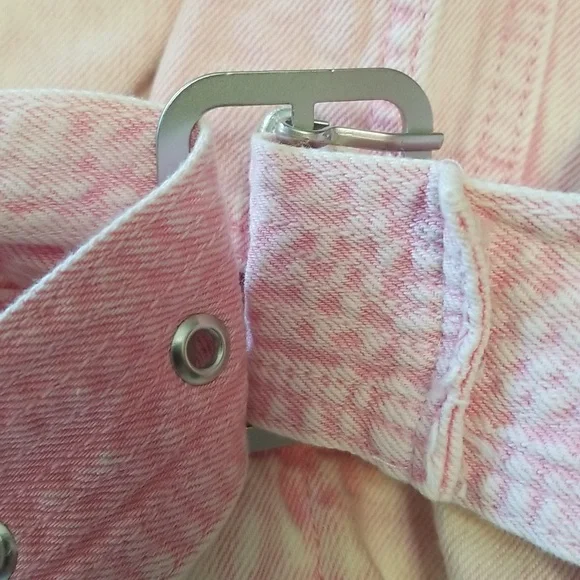 Vintage River Island Faded Pink Belted Denim Romper - Picture 5 of 6